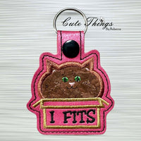 I Fits Cat Applique Snap Tab