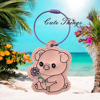 Cute Pig With Flower Bookmark/Ornament