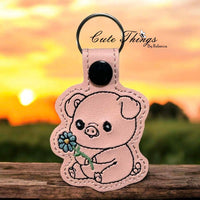 Cute Pig With Flower Snap Tab