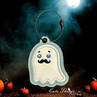 Applique Ghost with Stache Bookmark/Ornament