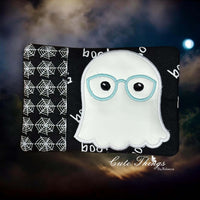 Ghost with Glasses Applique Mug Rug, Snack Mat