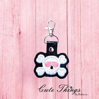 Skull With Cross Bones and Glasses Applique ITH