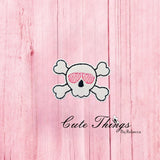 Skull With Cross Bones and Glasses Applique ITH