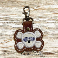 Skull With Cross Bones and Glasses Applique ITH