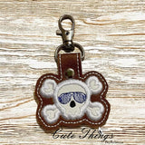 Skull With Cross Bones and Glasses Applique ITH