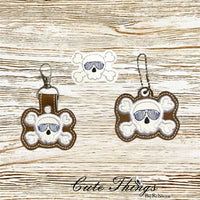 Skull With Cross Bones and Glasses Applique ITH