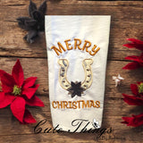 Merry Christmas Horseshoe Applique
