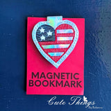 Stars and Stripes Heart Magnet Bookmark