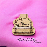 Cat Sleeping on Books Magnet Book Mark