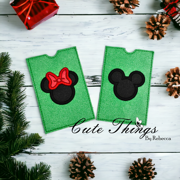 Set of Mouse Ears Applique Car Holder