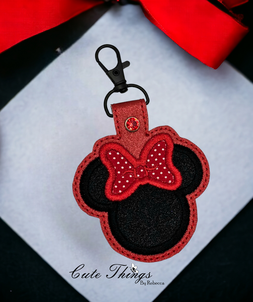 Mouse Ears with Bow Snap Tab