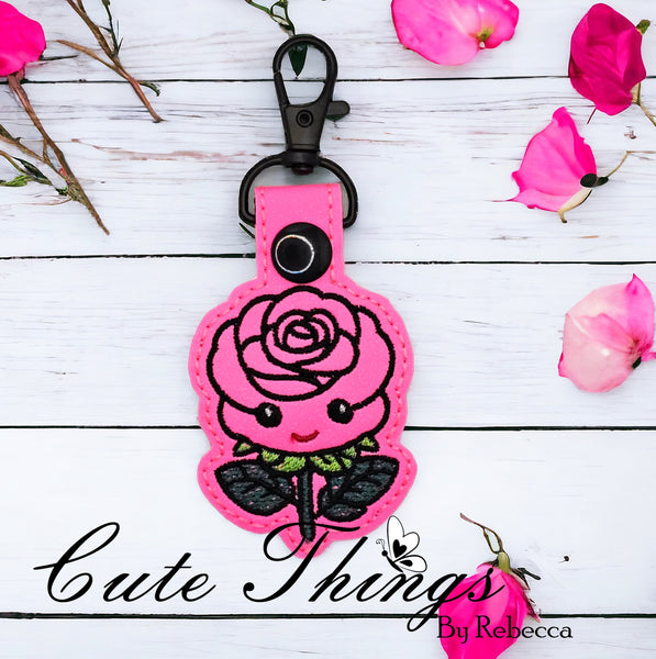 Cute Happy Rose Snap Tab – Cute Things By Rebecca Embroidery