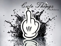 Gloved Middle Finger Car Sign