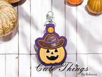 Cowboy Pumpkin Applique Snap Tab