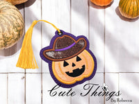 Cowboy Pumpkin Applique  Bookmark/Ornament