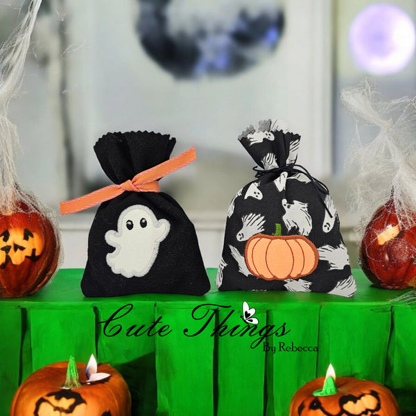 Applique Ghost and Pumpkin Treat Bags