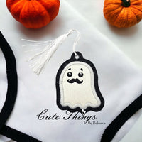 Applique Ghost with Stache Bookmark/Ornament