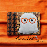 Ghost with Glasses Applique Mug Rug, Snack Mat