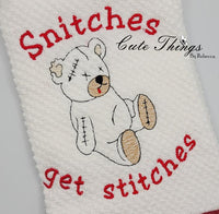 Snitches get stitches  DIGITAL Embroidery File,  4 sizes