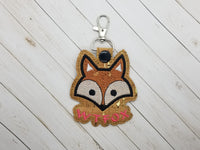 WTFOX  DIGITAL Embroidery File, In The Hoop Key fob, Snap tab, Keychain