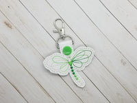 Dragonfly DIGITAL Embroidery File, In The Hoop Key fob, Snap tab, Keychain