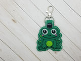 Cute Frog DIGITAL Embroidery File, In The Hoop Key fob, Snap tab, Keychain