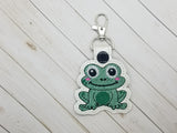 Cute Frog DIGITAL Embroidery File, In The Hoop Key fob, Snap tab, Keychain