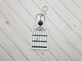 Birdcage  DIGITAL Embroidery File, In The Hoop Key fob, Snap tab, Keychain