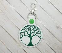 Tree DIGITAL Embroidery File, In The Hoop Key fob, Snap tab, Keychain