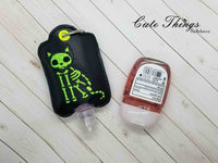 Cat Skeleton DIGITAL Embroidery File, Hand Sanitizer Holder, In The Hoop Snap tab, Keychain 4x4, 5x7