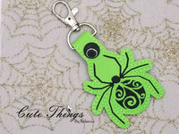 Spider DIGITAL Embroidery File, In The Hoop Key fob, Snap tab, Keychain