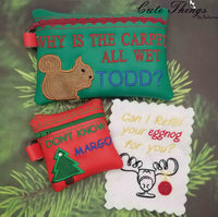 Christmas Vacation Bundle DIGITAL Embroidery File, In The Hoop, 5x7 bag, 4x4bag, Bookmark, Snap tab, 4x4 and 5x7 Stand Alone  Cute Things By Rebecca