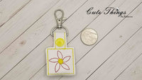 Flower Quarter Keeper  DIGITAL Embroidery File, In The Hoop Key fob, Snap tab, Keychain, Bag Tag