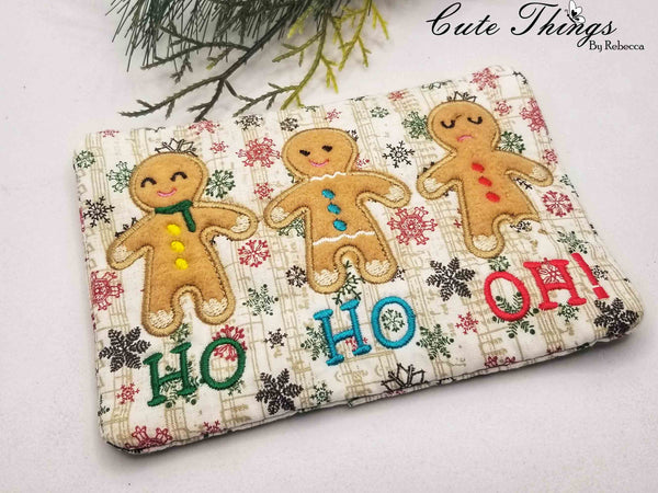 Gingerbread Ho HO OH Mug Rug DIGITAL Embroidery File 5x7, 6x10