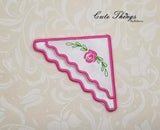 Rose Corner Bookmark Applique DIGITAL Embroidery File, In The Hoop Bookmark,