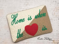 Home is where the heart is Mug Rug DIGITAL Embroidery File 5x7, 6x10