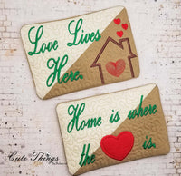 Love Lives Here and Home is where the heart is Mug Rug Bundle DIGITAL Embroidery File 5x7, 6x10