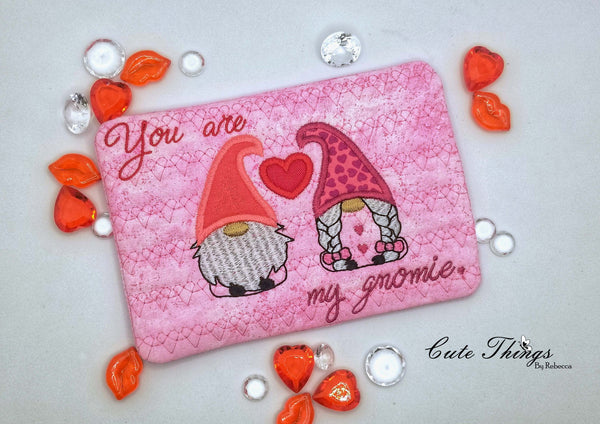 You are my Gnomie Mug Rug DIGITAL Embroidery File 5x7, 6x10