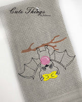 Bubblegum Bat DIGITAL Embroidery File, 4x4, 5x7, 6x10, 7x12,