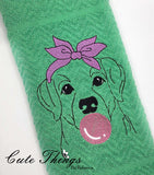 Bubblegum Dog DIGITAL Embroidery File, 4x4, 5x7, 6x10, 7x12,