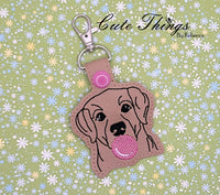 Bubblegum Dog no Bow DIGITAL Embroidery File, In The Hoop Key fob, Snap tab, Keychain, Bag Tag