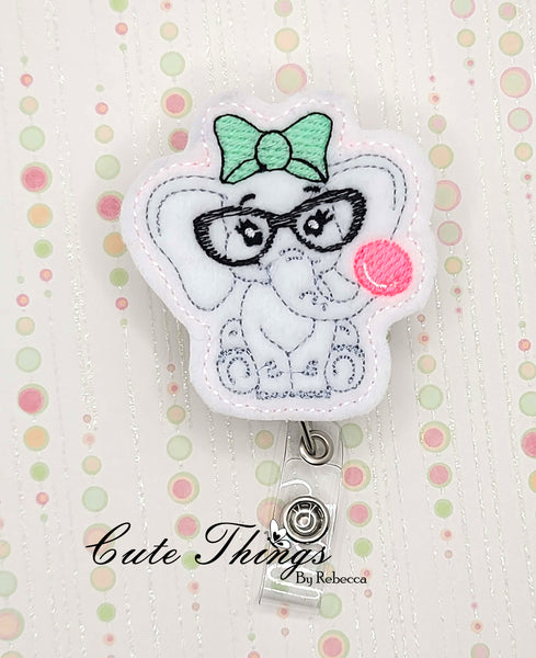 Bubblegum Elephant  Mini DIGITAL Embroidery File, In The Hoop, Feltie, Mini