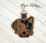 Cat and Dog Face DIGITAL Embroidery File, In The Hoop Key fob, Snap tab, Keychain, Bag Tag
