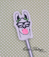 Bubblegum Llama DIGITAL Embroidery File, In The Hoop, Pencil Topper