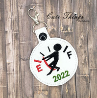 Gas Gauge DIGITAL Embroidery File, In The Hoop Key fob, Snap tab, Keychain, Bag Tag