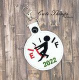 Gas Gauge DIGITAL Embroidery File, In The Hoop Key fob, Snap tab, Keychain, Bag Tag