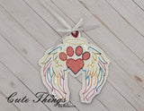 Angel Paw Heart with Wings DIGITAL Embroidery File, In The Hoop Bookmark, Ornament, Gift Bag Tag, Eyelet