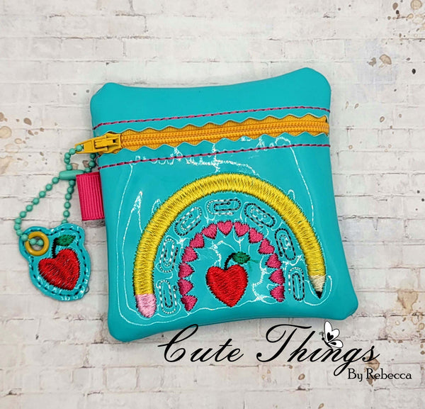 School Rainbow Bag DIGITAL Embroidery File, In The Hoop, 2 sizes available, mini bag, coin purse