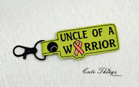 Uncle of a Warrior DIGITAL Embroidery File, In The Hoop Key fob, Snap tab, Keychain, Bag Tag