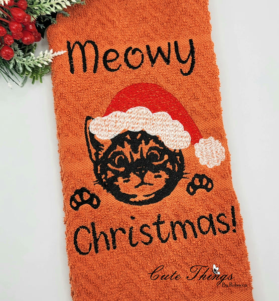 Meowy Christmas DIGITAL Embroidery File, 4 sizes